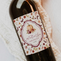 Etiqueta de Botella de Vino Otoño Rústico Enamórat