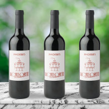 Etiqueta de botella de vino personalizada con gara