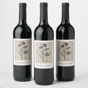 ETIQUETA PARA BOTELLA DE VINO ETIQUETA DE BOTELLA DE VINO: PINTURA DE FLORES