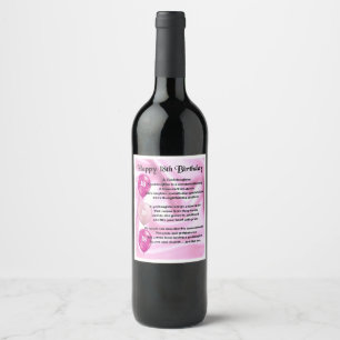 Etiqueta Para Botella De Vino Etiqueta de botellas de poema de la diosa 18º cump