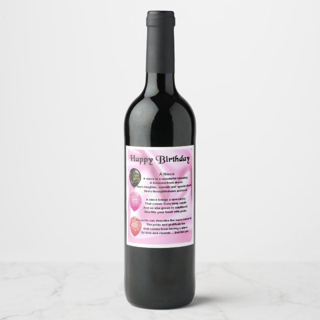 Etiqueta Para Botella De Vino Etiqueta de botellas de vino de poema de sobrina F (Anverso)