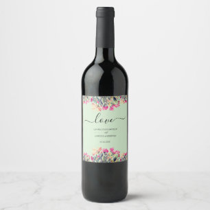 Etiqueta Para Botella De Vino Etiqueta de comida y botella verde menta floral