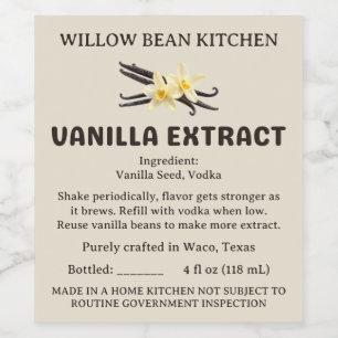 Etiqueta Para Botella De Vino Etiqueta de extracto de vainilla de cottage beige