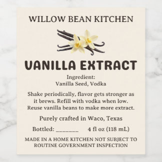 Etiqueta Para Botella De Vino Etiqueta de extracto de vainilla de ley de cabaña