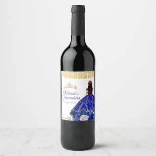 Etiqueta Para Botella De Vino Etiqueta de Fiesta de botellas de vino azul de Qui