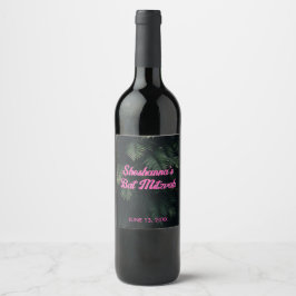 Etiqueta Para Botella De Vino Etiqueta de Fiesta de vino de Bat Tropical Rosa Mi