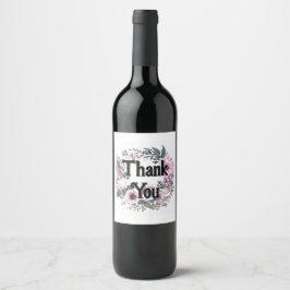 Etiqueta Para Botella De Vino Etiqueta de flor Thankyou Wreath Classy Coquette