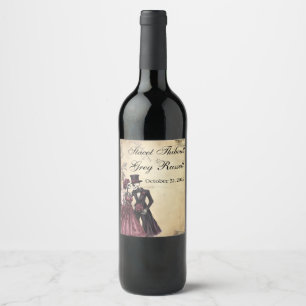 Etiqueta Para Botella De Vino Etiqueta de la dirección del esqueleto gótico rúst