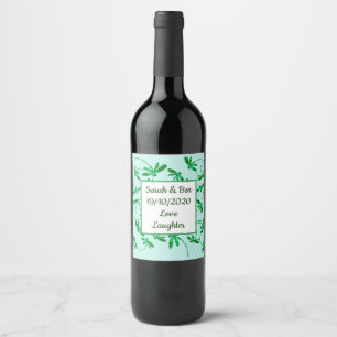 Etiqueta Para Botella De Vino Etiqueta de Libélulas Verde Neón