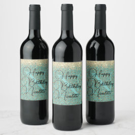 Etiqueta Para Botella De Vino Etiqueta de moda de plumas Purpurinoso Monograma