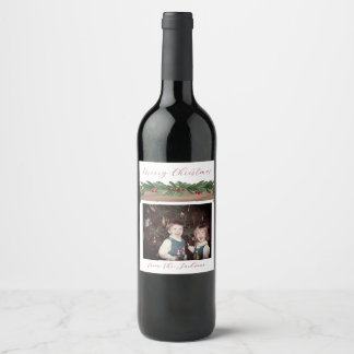 Etiqueta Para Botella De Vino Etiqueta de Navidad de Cranberry Garland Holiday