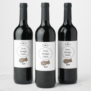 Etiqueta Para Botella De Vino Etiqueta de nombre de adorable gatito tabby dormid