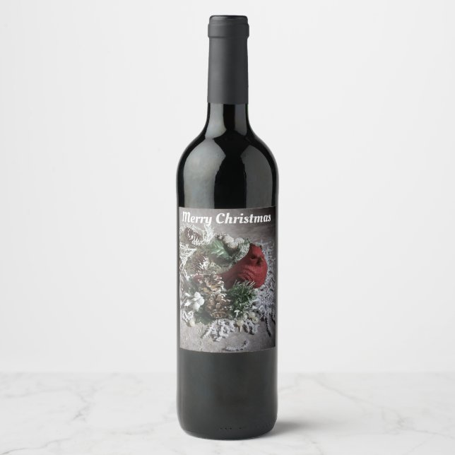 Etiqueta Para Botella De Vino Etiqueta de Personalizable navideño (Anverso)