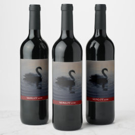 Etiqueta Para Botella De Vino Etiqueta de Personalizado de cisne elegante de cos