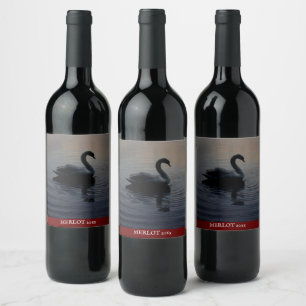 Etiqueta Para Botella De Vino Etiqueta de Personalizado de cisne elegante de cos