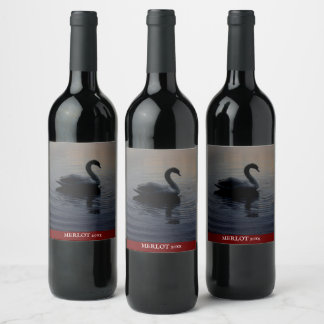 Etiqueta Para Botella De Vino Etiqueta de Personalizado de cisne elegante de cos