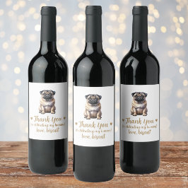 Etiqueta Para Botella De Vino Etiqueta de personalizado Pug Dog I Do Too Boda Wi