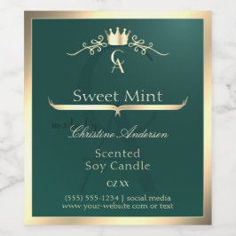 Etiqueta Para Botella De Vino Etiqueta de producto Verde azulado de pino con mon