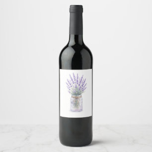 Etiqueta Para Botella De Vino Etiqueta de regalo de aquarela de ramo de lavanda 