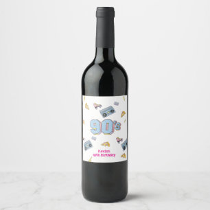 Etiqueta Para Botella De Vino Etiqueta de regalo de cumpleaños del tema de Funky