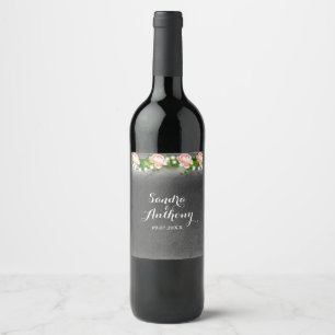 Etiqueta Para Botella De Vino Etiqueta de Rosa de pizarra Boda esparkling