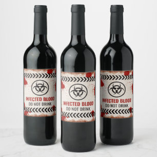 Etiqueta Para Botella De Vino Etiqueta de sangre infectada para fiesta de zombis