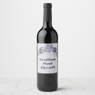 Etiqueta Para Botella De Vino Etiqueta de vino a juego para boda en azul pizarra