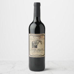 Etiqueta Para Botella De Vino Etiqueta de vino apotecular de la respiración zomb