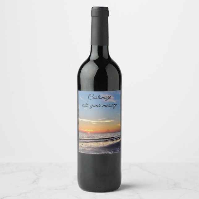 Etiqueta Para Botella De Vino Etiqueta de vino Beach Sunset (Anverso)