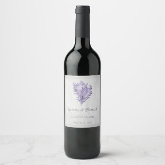 Etiqueta Para Botella De Vino Etiqueta de vino Boda de concha púrpura