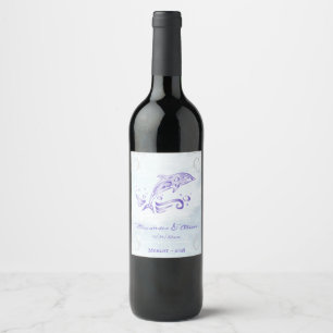 Etiqueta Para Botella De Vino Etiqueta de vino Boda de delfín morado