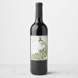Etiqueta Para Botella De Vino Etiqueta de vino Boda de hoja de pavo verde
