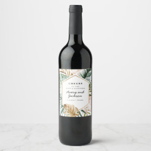 Etiqueta Para Botella De Vino Etiqueta de vino Boda de los trópicos exuberantes