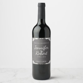 Etiqueta Para Botella De Vino Etiqueta de vino Boda de pizarra blanca vintage