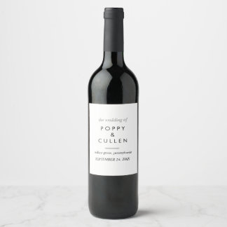 Etiqueta Para Botella De Vino Etiqueta de vino Boda de tipografía de moda