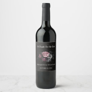 Etiqueta Para Botella De Vino Etiqueta de vino Boda floral gótica de Halloween