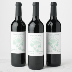 Etiqueta Para Botella De Vino Etiqueta de vino boda Mariposas de menta Corazón