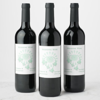 Etiqueta Para Botella De Vino Etiqueta de vino boda Mariposas de menta Corazón