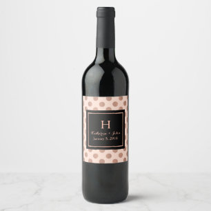 Etiqueta Para Botella De Vino Etiqueta de vino Boda monogramada con punto de pol
