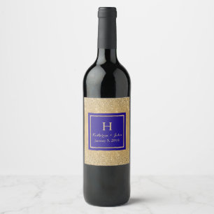 Etiqueta Para Botella De Vino Etiqueta de vino Boda monogramada de oro