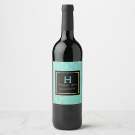 Etiqueta Para Botella De Vino Etiqueta de vino Boda monogramada de piñas doradas