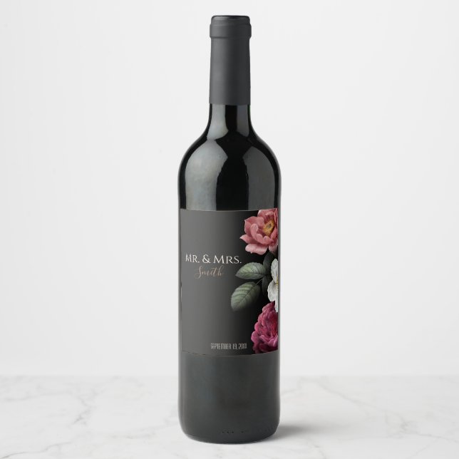 Etiqueta Para Botella De Vino Etiqueta de vino Boda personalizada (Anverso)