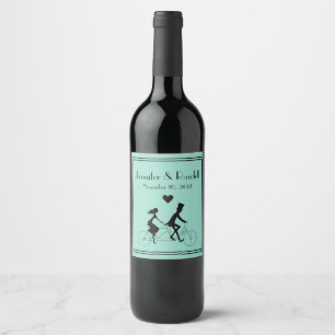 Etiqueta Para Botella De Vino Etiqueta de vino Boda Tandem Bike Riding