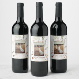 Etiqueta Para Botella De Vino Etiqueta de Vino Boho Rústico Elegante de Pampas