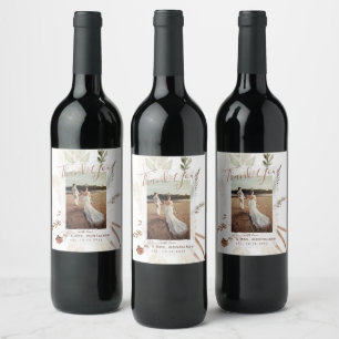 Etiqueta Para Botella De Vino Etiqueta de Vino Boho Rústico Elegante de Pampas