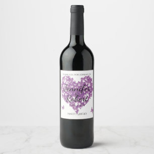Etiqueta Para Botella De Vino Etiqueta de vino cardíaco de mariposa morada
