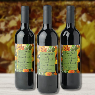 Etiqueta Para Botella De Vino Etiqueta de vino con cita y nombre en girasoles co