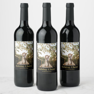 Etiqueta Para Botella De Vino Etiqueta de vino con foto de alegría navideña mode
