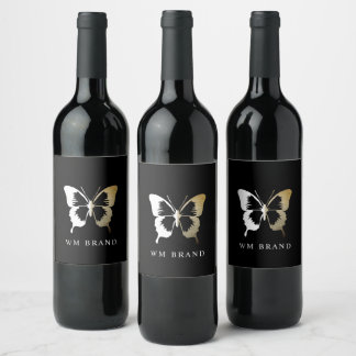 Etiqueta Para Botella De Vino Etiqueta de vino con logotipo de mariposa blanca y