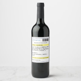 Etiqueta Para Botella De Vino Etiqueta de vino con receta médica divertida y per